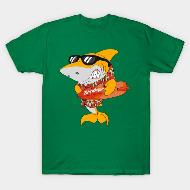 Mitch The Daddy Shark Baywatch Guard - Yellow Sharky Version T-Shirt by Celestial Crafts